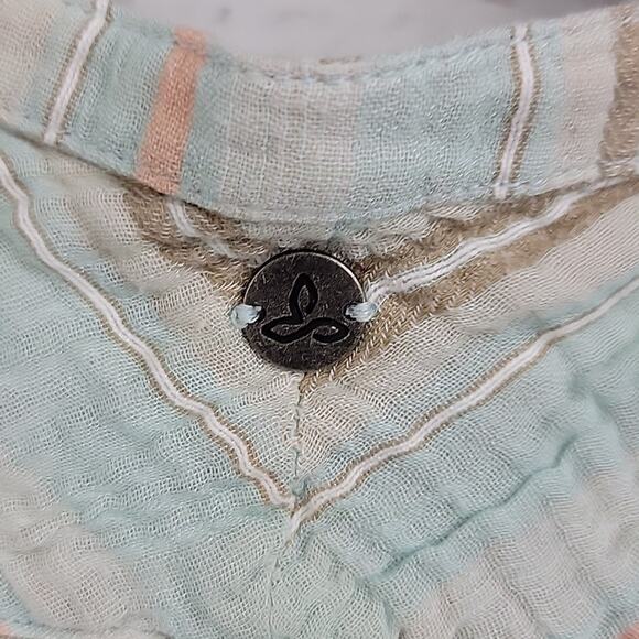 prAna Mint Plaid Button Front Buenos Dias T-Shirt Knee Length Dress Size Small - Picture 13 of 14